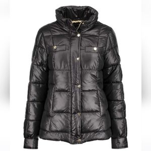 Jessica Simpson Black Quilted Mock Neck Puffer Coat Women Size M